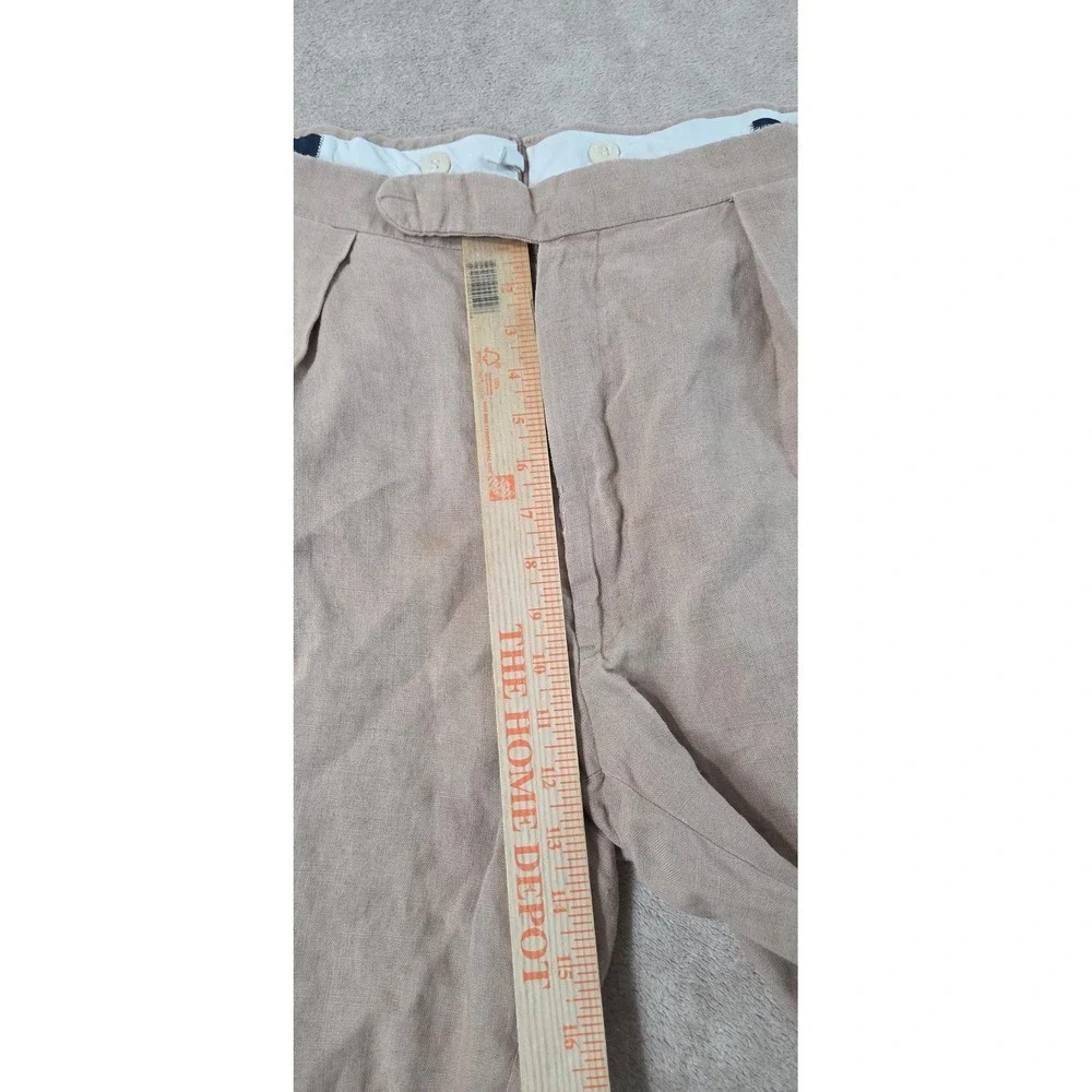 Vintage Polo Ralph Lauren Linen Blend Pants Men 32x28 Beige Pleared Cuffed Hem